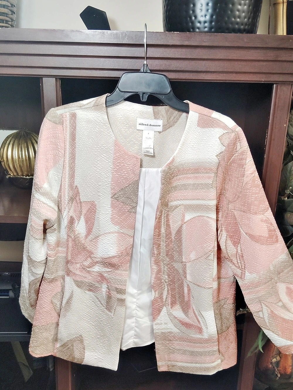 Alfred Dunner Abstract Floral Jacket Pink & White Size 8